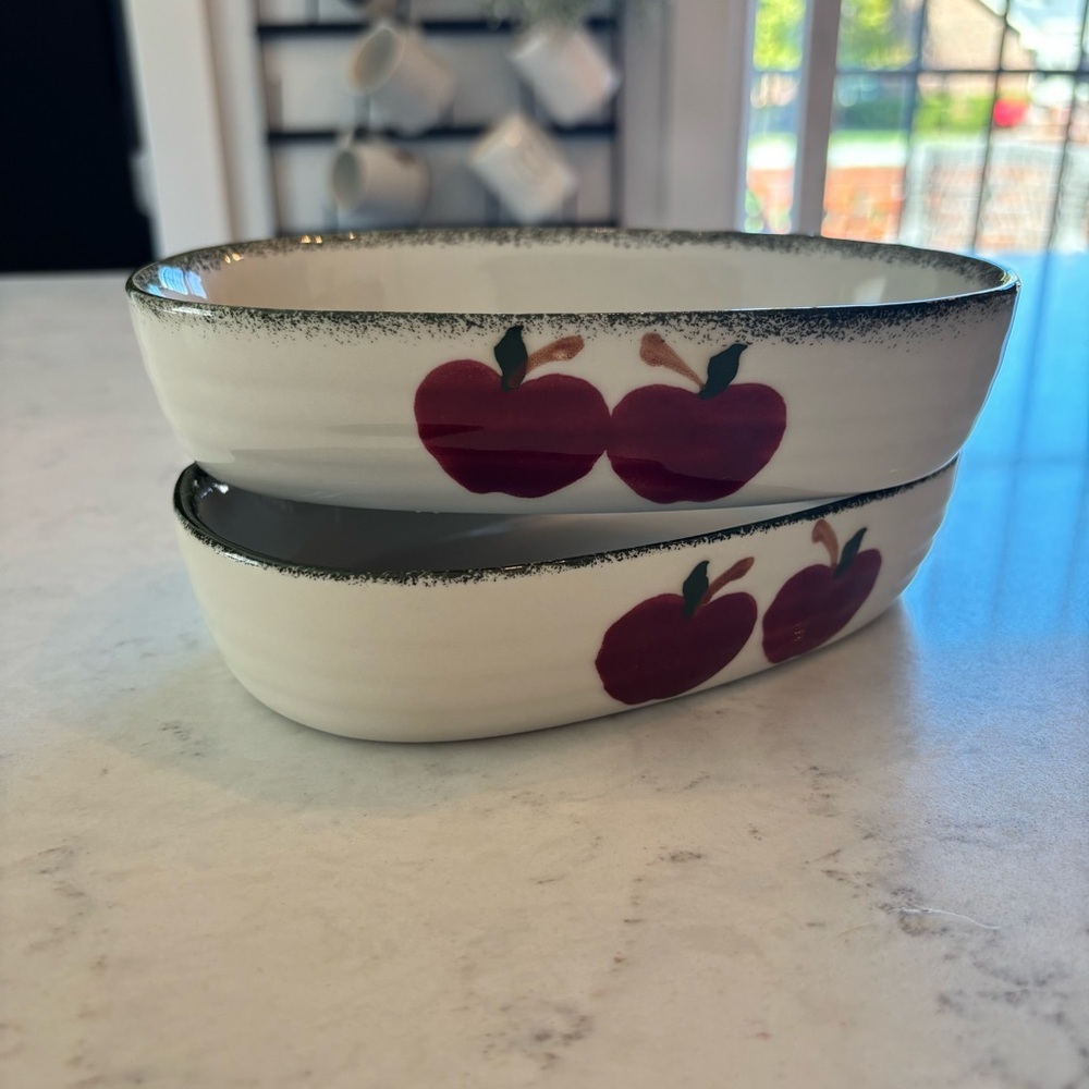 Vintage Alco Industries Apple Garden Stoneware 7x4.5" Ramekin Bowl Hand Painted
